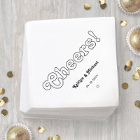 Retro Typography Cheers! Black and White Wedding