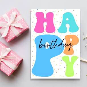 Retro Typography Colorful Happy Birthday Card