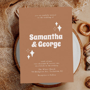 Retro Typography Earth Tones Modern Wedding Invitation