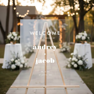 Retro Typography Elegant Wedding Welcome Acrylic Sign