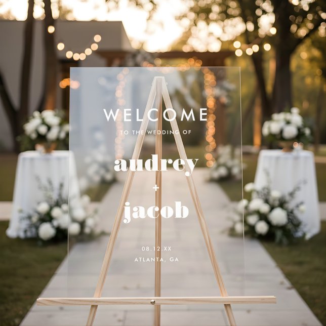 Retro Typography Elegant Wedding Welcome Acrylic Sign (Creator Uploaded)