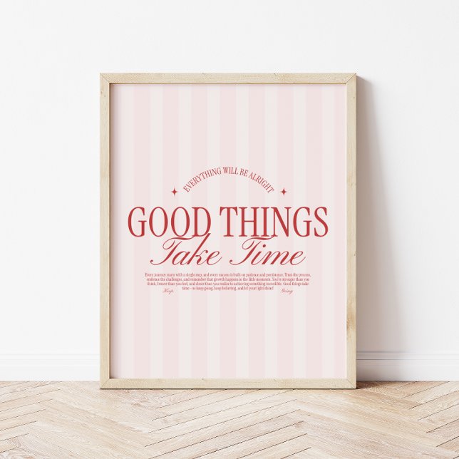 Retro Typography 'Good Things Take Time' Striped Poster (Creator Uploaded)
