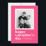 Retro Typography Hot Pink Photo Valentine's Day Holiday Card<br><div class="desc">Happy Valentine's Day! Send Valentine's Day greetings to family and friends with this customisable photo Valentine's Day flat card. It features retro bold typography on a hot pink background. Personalise by adding your details. This photo Valentine's nDay day card is available on other cardstock.</div>