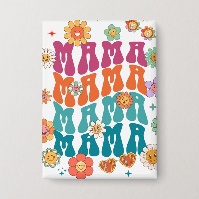  Retro typography Mama Mama Floral Smiley Face (Front)