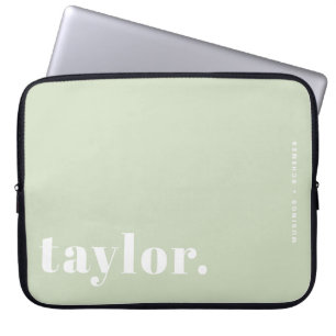 Retro Typography Mint Green Personalised Laptop Sleeve