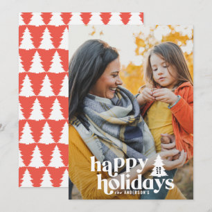 Retro typography modern 1 photo holiday Christmas Card