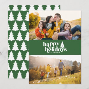 Retro typography modern 1 photo holiday Christmas Card
