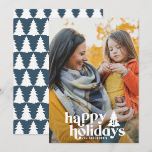 Retro typography modern 1 photo holiday Christmas Card