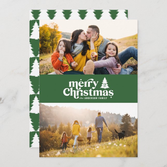 Retro typography modern 2 photo holiday Christmas (Front/Back)