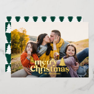 Retro typography modern full photo foil holiday ca