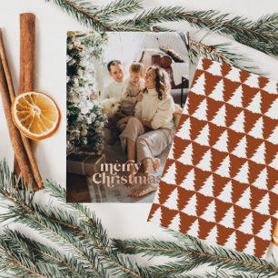 Retro typography modern full photo foil holiday card