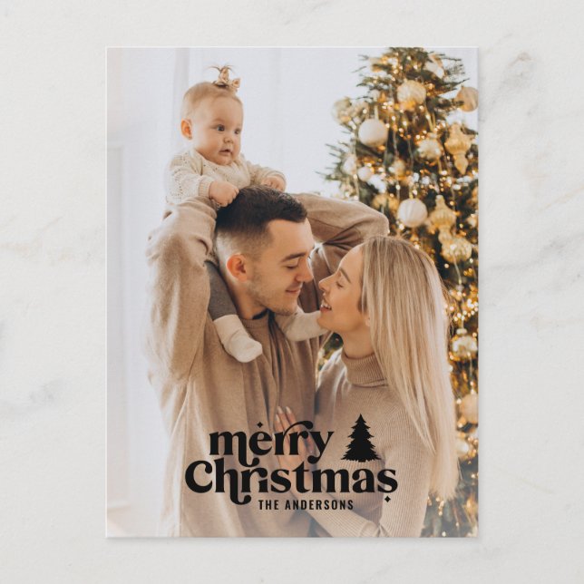 Retro typography modern full photo  holiday postcard (Front)