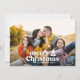 Retro typography modern photo holiday christmas card