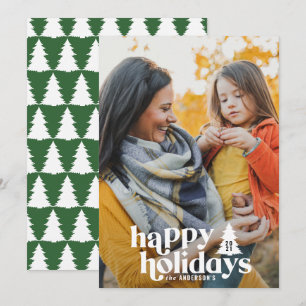 Retro typography modern photo holiday christmas card