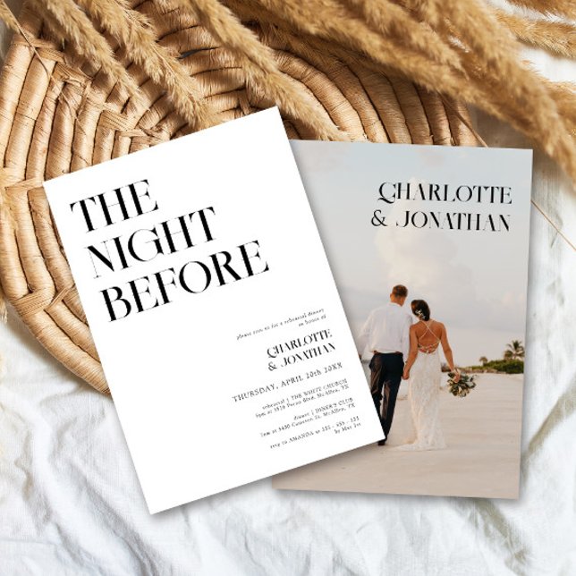 Retro Typography Modern Photo Rehearsal Dinner Invitation (Creator Uploaded)