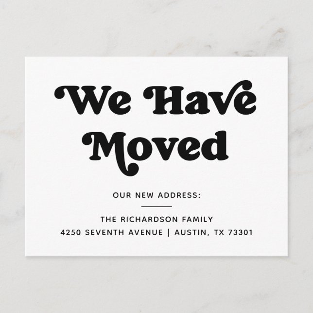 Retro Typography | Moving Announcement Postcard (Front)