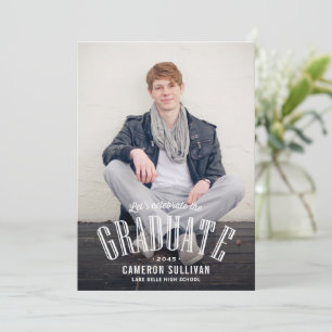 Retro Typography Overlay Photo Graduation Invitation