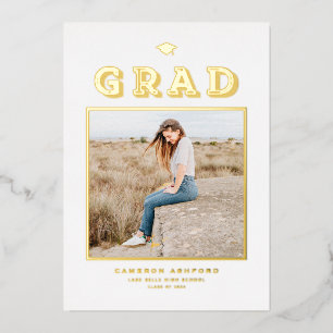 Retro Typography Photo Graduation Gold