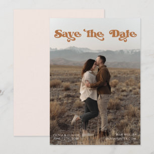 Retro Typography  Photo Save the Date  Invitation