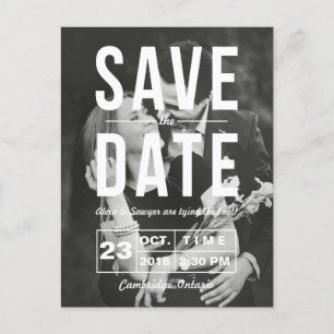 Retro Typography Photo Save the Date Postcard