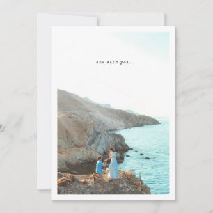 Retro Typography She Said Yes Engagement Party Invitation