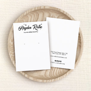 Retro Typography & Stars White Earring Display Business Card