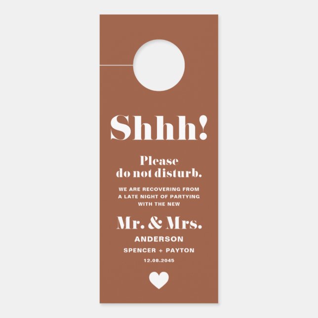 Retro Typography Terracotta Do Not Disturb Wedding Door Hanger (Front)