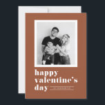 Retro Typography Terracotta Photo Valentine's Day Holiday Card<br><div class="desc">Happy Valentine's Day! Send Valentine's Day greetings to family and friends with this customisable photo Valentine's Day flat card. It features retro bold typography on a terracotta background. Personalise by adding your details. This photo Valentine's Day card is available on other cardstock.</div>
