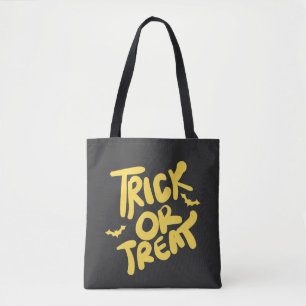 Retro Typography Trick or Treat Spooky Halloween Tote Bag