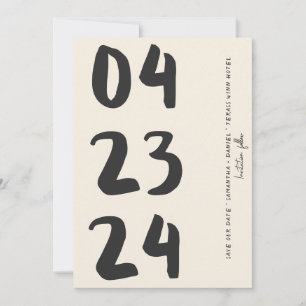 Retro Typography Vintage B&W Number Photo Qr Code  Save The Date