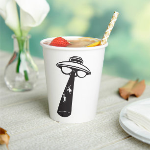 Retro UFO Abduction Graphic Alien Sci-Fi Paper Cups