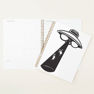 Retro UFO Abduction Graphic Alien Sci-Fi  Planner