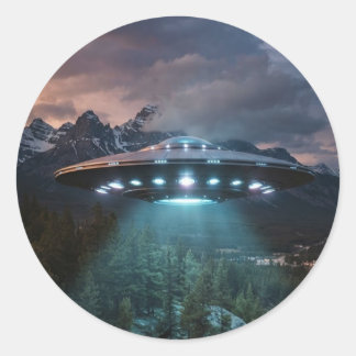 Retro UFO Alien Spaceship Sticker – Flying Saucer
