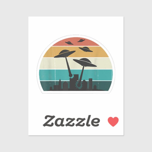 Retro UFO Attack Sunset - Cool Vintage Flying Sauc (Sheet)
