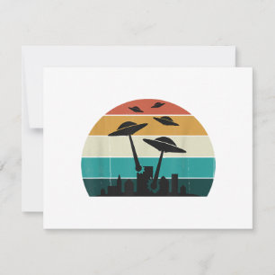 Retro UFO Attack Sunset - Cool Vintage Flying Sauc Save The Date