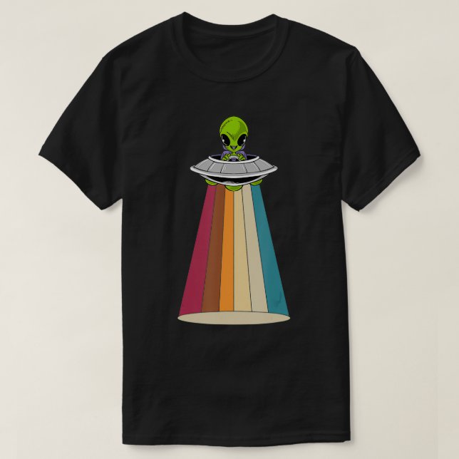 Retro UFO Outer Space Alien  T-Shirt (Design Front)