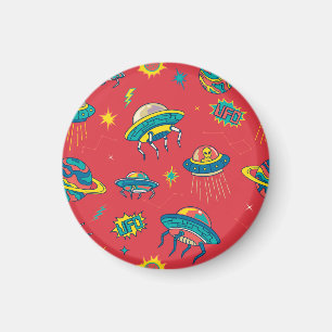 Retro UFO Space Invaders Magnet