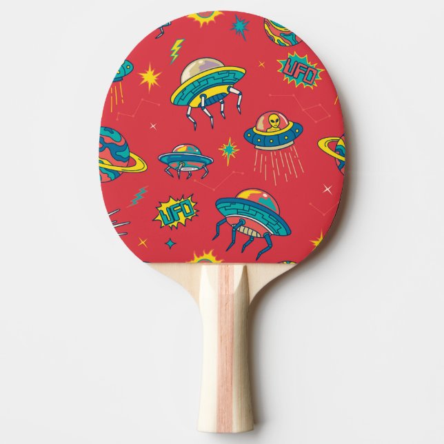 Retro UFO Space Invaders Ping Pong Paddle (Front)
