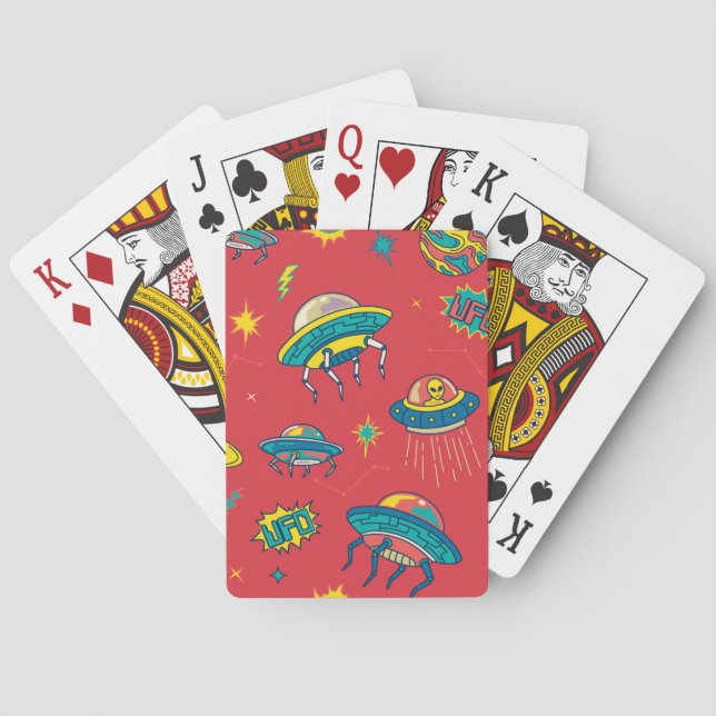 Retro UFO Space Invaders Playing Cards (Back)