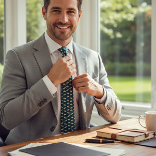 Retro UFO Spaceship Pattern Fun Cosmic Accessory Tie