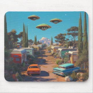 Retro UFO Trailer Park Mouse Pad