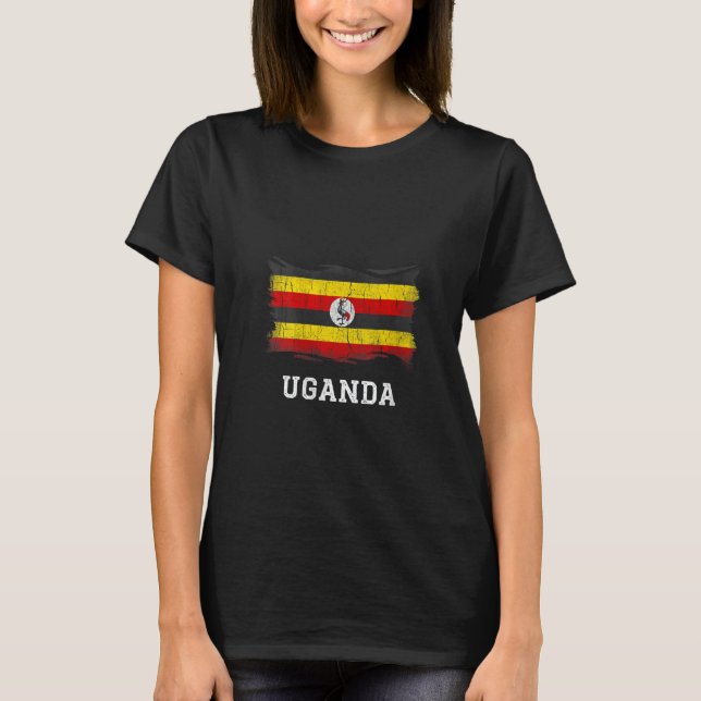 Retro Uganda Flag Shirt Vintage Ugandan Grunge Gra (Front)