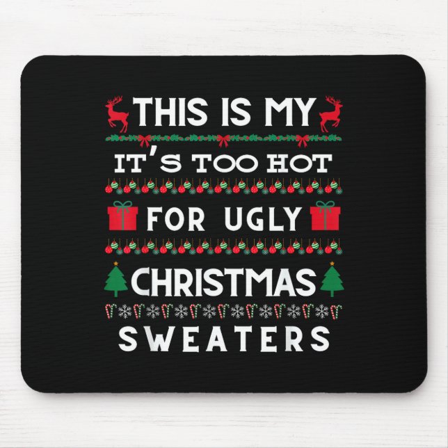 Retro Ugly Christmas Sweater Candy Cane Tree Vibes Mouse Pad (Front)