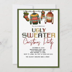 Retro Ugly Christmas Sweater Holiday Party Invitation