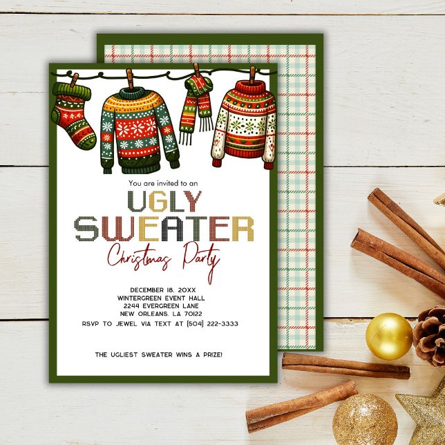 Retro Ugly Sweater Christmas Party Invitation (Creator Uploaded)