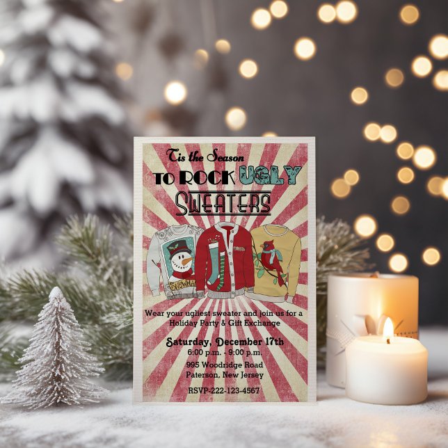 Retro Ugly Sweater Christmas Party Invitation (Creator Uploaded)