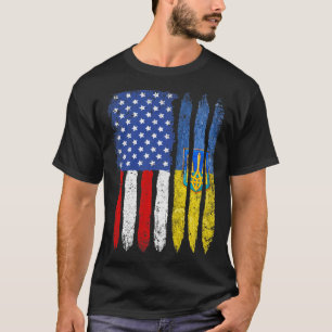 Retro Ukraine Flag Vintage American Flag Ukrainian T-Shirt