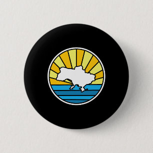Retro Ukraine Sunset 70s Stained Gl Design  6 Cm Round Badge