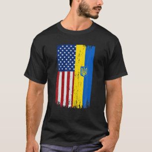 Retro Ukrainian American Flag American Grown Ukrai T-Shirt