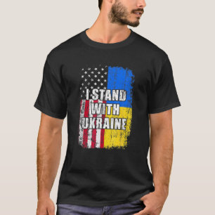 Retro Ukrainian American Flag I Stand With Ukraine T-Shirt